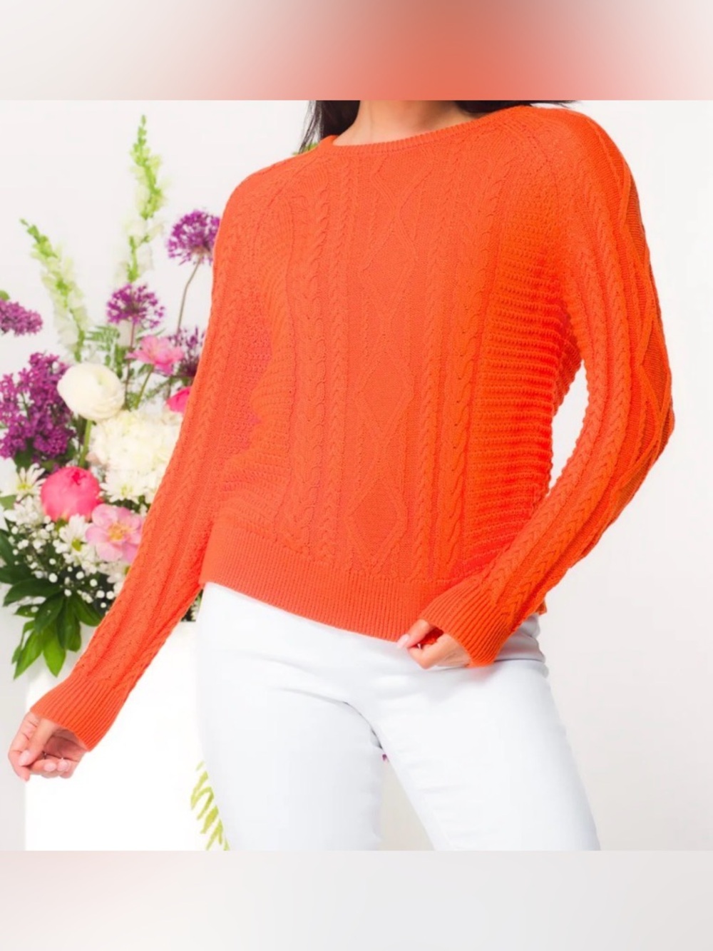 Elena Wang Everly Relaxed Cable Knit Sweater - NWT - Size S
